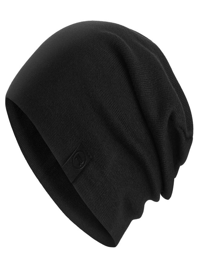 Revony Warm Slouchy Beanie Hat - Deliciously Soft Daily Beanie in Fine Knit Black One Size - Image 1
